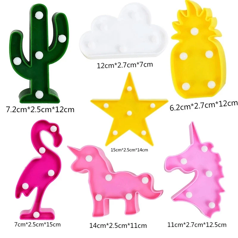 1Pc 3D Star LED Night Lights Cartoon Unicorn Flamingo Cloud LED Table Lamp For Kids Bedroom Decor New Year Gift Indoor Lighting