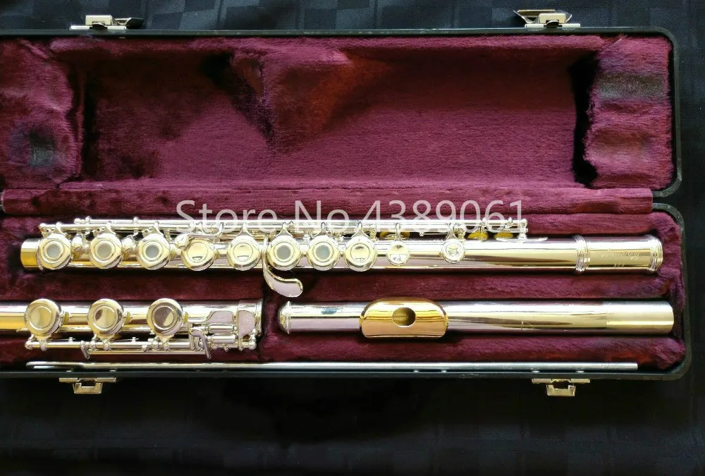 ARMSTRONG 303 C Tune Flute Cupronickel Tube Silver Plated Surface Gold Lip Plate E Key 17 Holes Opening Musical Instrument Flute