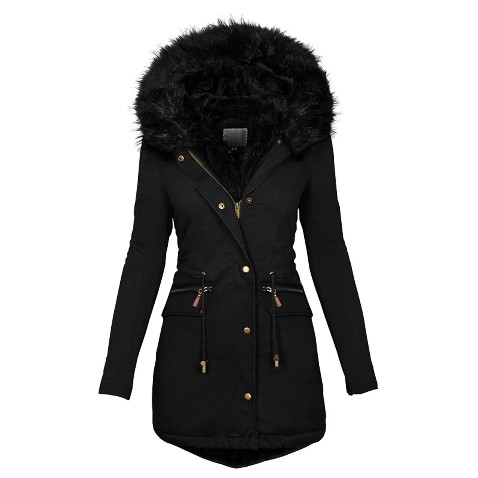 Frauen Winter Lange Jacke Casual Dicke Warme Faux Pelz Plüsch Mit Kapuze Pelz Kragen Parkas Weibliche Schnee Mantel Jacken Schlanke Mantel куртка