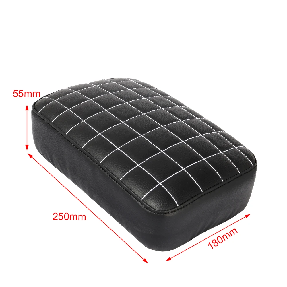 PU Leather Rectangle Rear Pillion Passenger Pad Seat w/ 8 Suction Cups For Harley Dyna Sportster Touring Cruiser Chopper Bobber