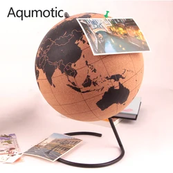 Aqumotic Cork Globe Decoration No Word 1pc World Message Board with Push Pins Large and Small Office Table Decora