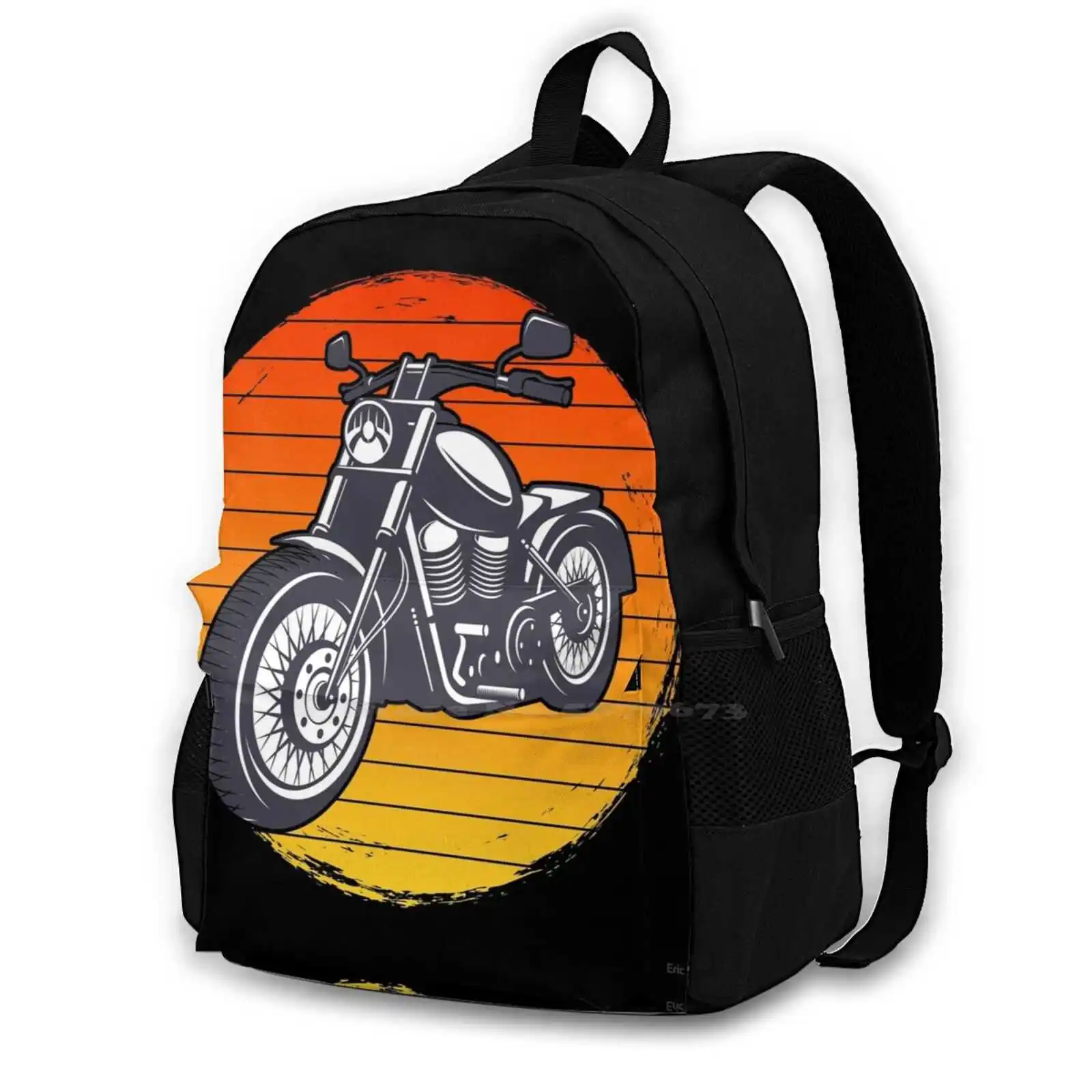 Who Wants To Take A Ride On My Hog ? School Bag Big Capacity Backpack Laptop 15 Inch Sunset Vintage