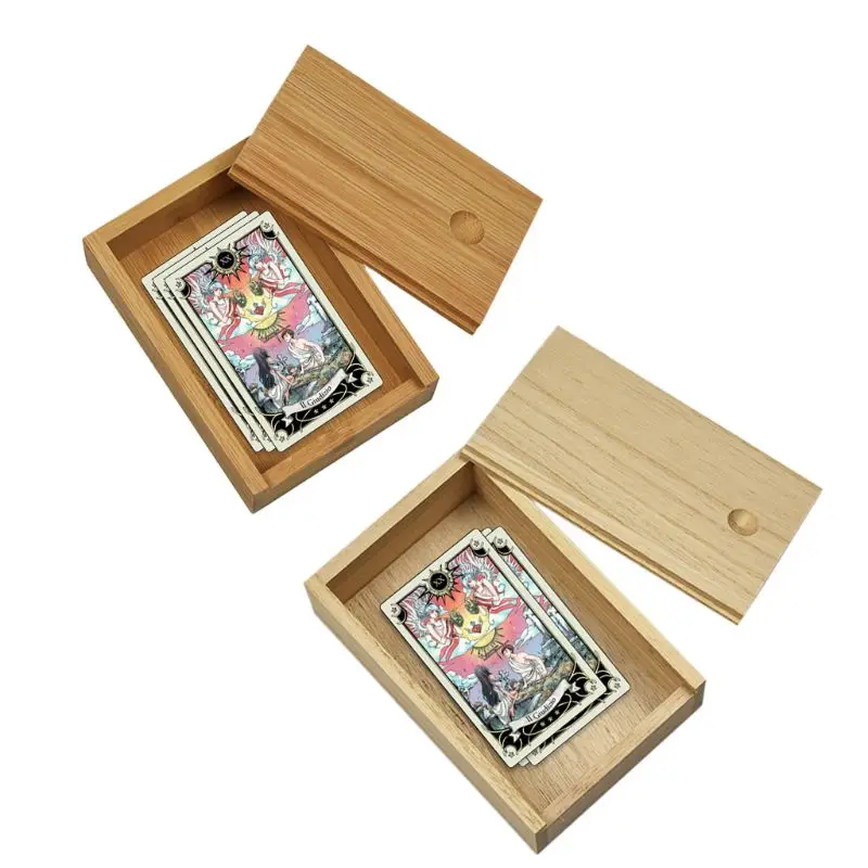 1pc Bamboo Cards Storage Box Desktop Wooden Poker Playing Card Box Case for Tarots Playing Games Table Board Deck Game