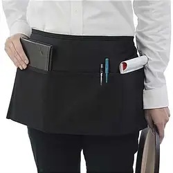 Nouveau tablier de serveur noir, 3 poches à la taille, pour serveuse, pour Restaurant, café