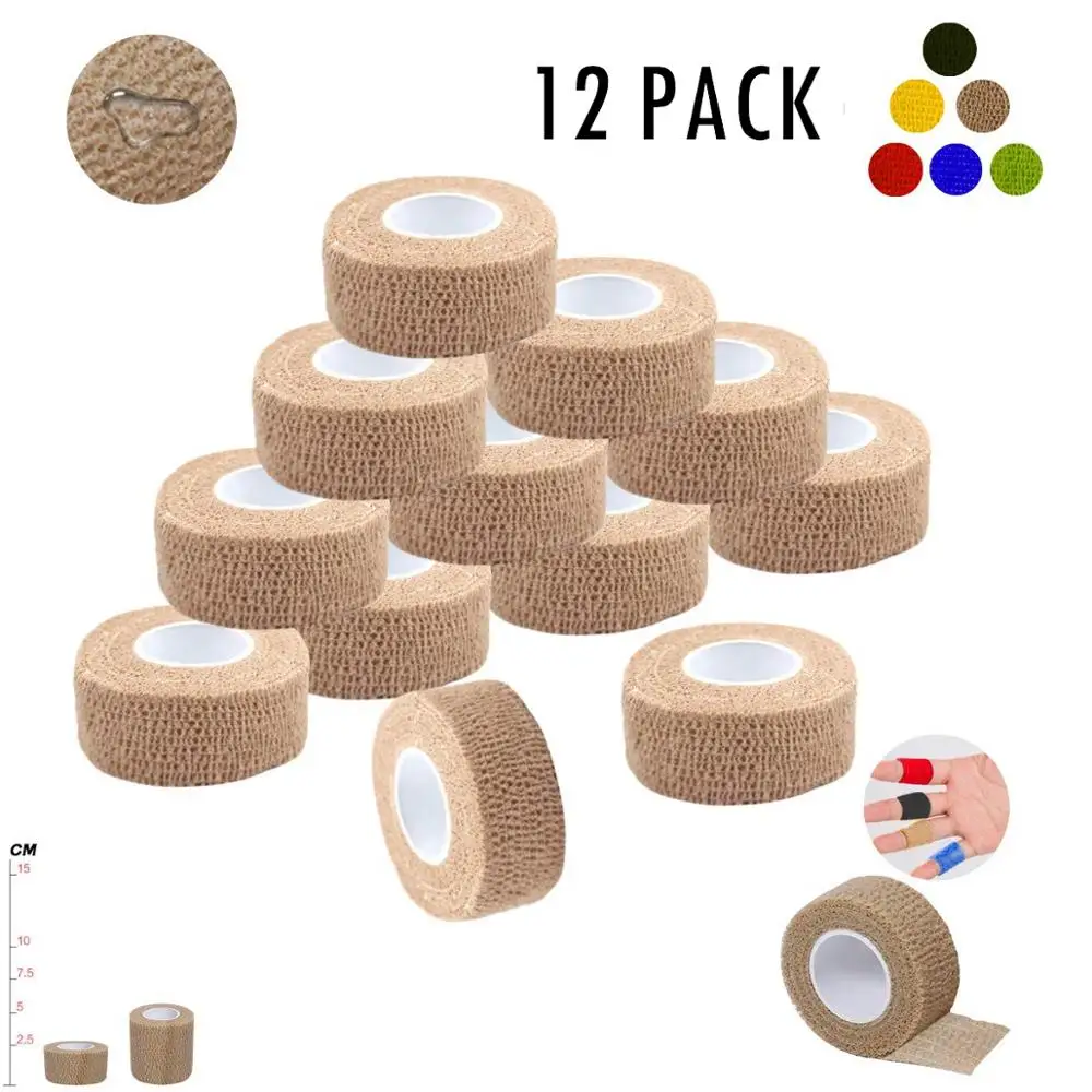 

12 PACK Self Adherent Wrap Tape Medical Cohesive Bandages Flexible Stretch Athletic Strong Elastic First Aid Tape for Ankle Knee