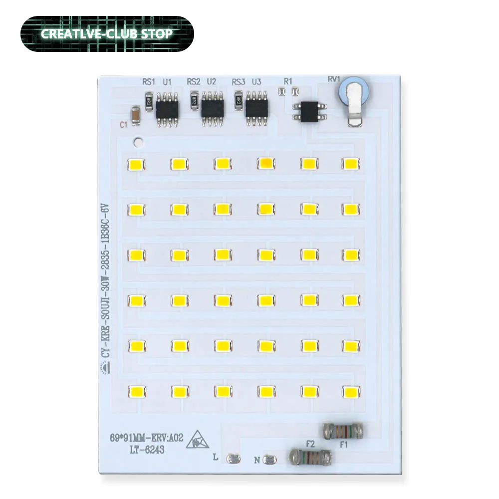 Smart IC LED Chip 10 Вт 20 Вт 30 Вт 50 Вт 100 Вт 3500 К Лампа с бусинами Высокомощная светодиодная плата 220 В 2835 SMD Светодиодная лампа для внутреннего и наружного DIY