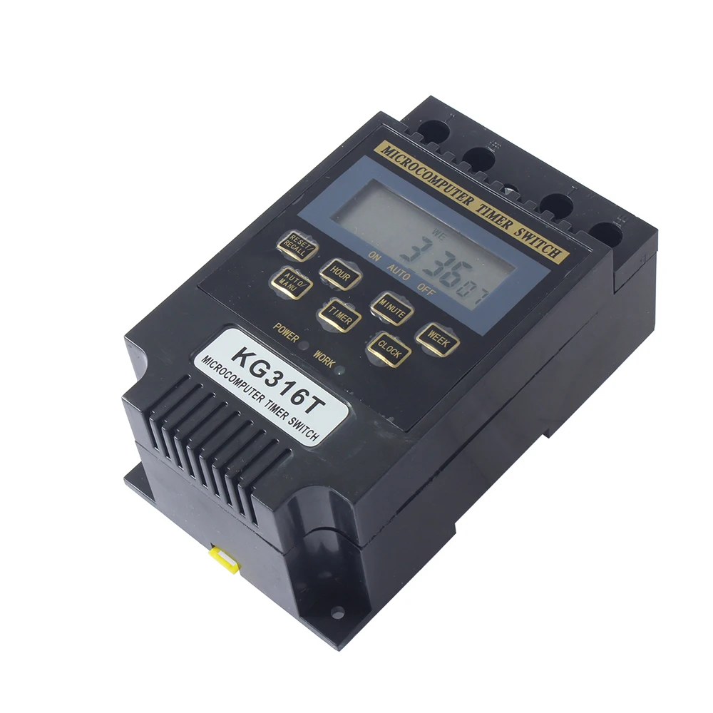 220V LCD Digital Weekly Programmable Control Power Timer Switch Time Relay KG316T Microcomputer Din rail black weekly 25A