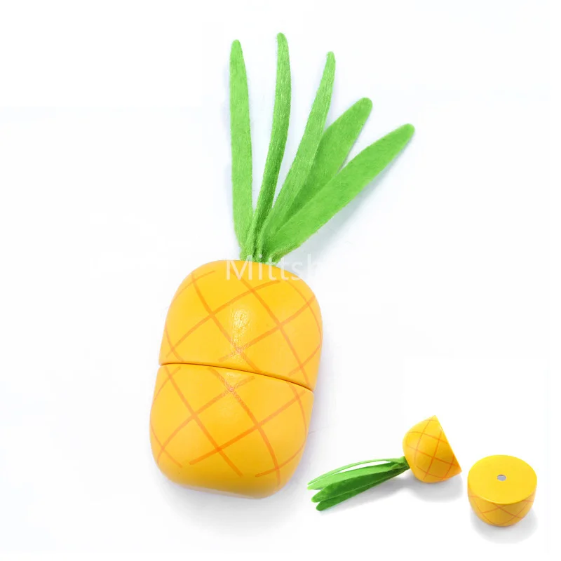 Simulation Magnetic Montessori Fruit Play House Strawberry Watermelon Banana Durian Seasoning Baking Toy Wooden Educational Toys