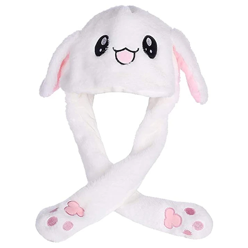 

Rabbit Hat with Moving Ears Bunny Hat Ears Warm Plush Sweet Cute Airbag Cap