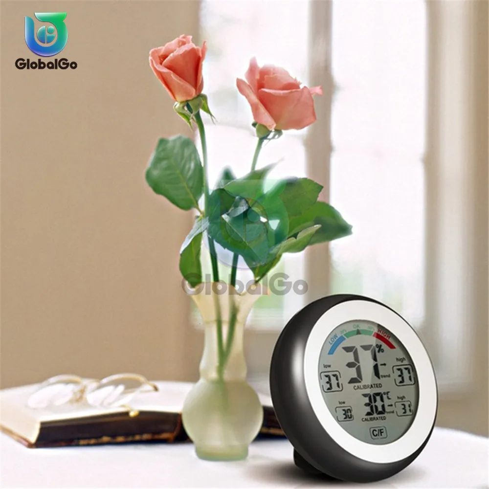 Mini Car Automobile Digital Automotive Thermometer Hygrometer Decoration Car Accessories Touch Screen Temperature Humidity Meter