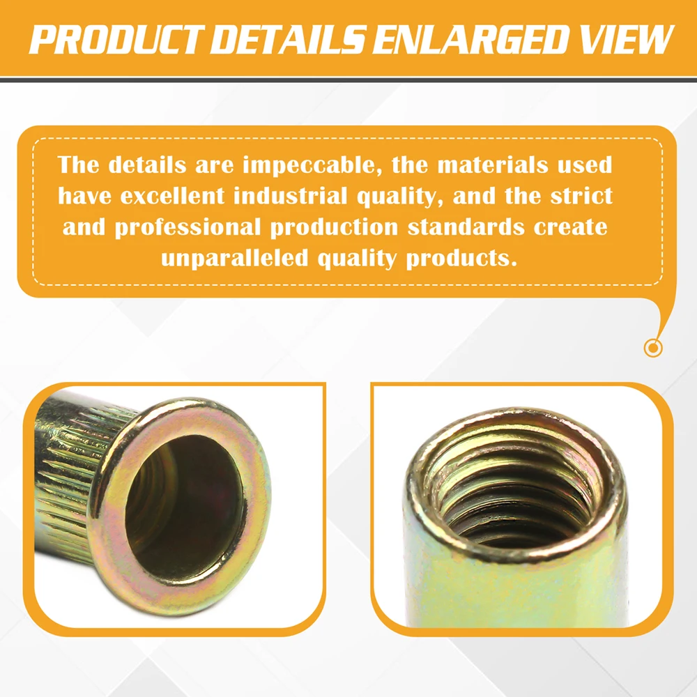 Electrapick 93/165/210pcs Carbon Steel M3 M4 M5 M6 M8 M10 M12 Flat Head Rivet Nut Set Multi Size Insert Rivet Nut Hardware Part