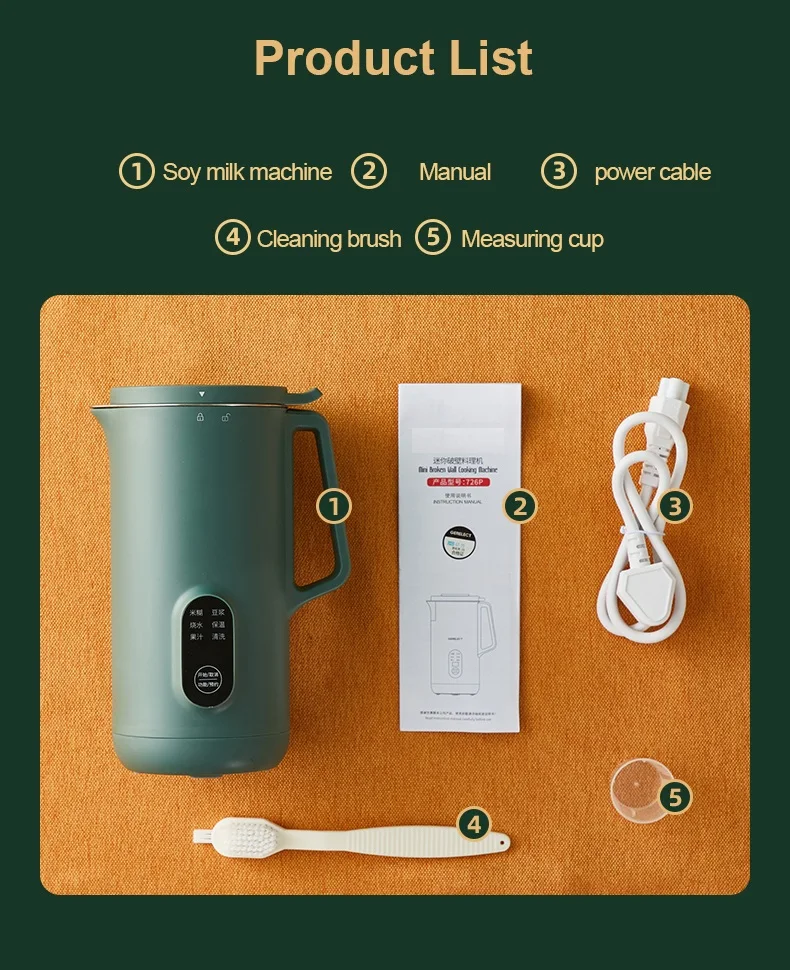 Blender Pembuat Susu Kedelai Elektrik 220V untuk Sarapan Multicooker Filter Gratis Pembuat Jus Buah Mixer Fungsi Pemanas Otomatis