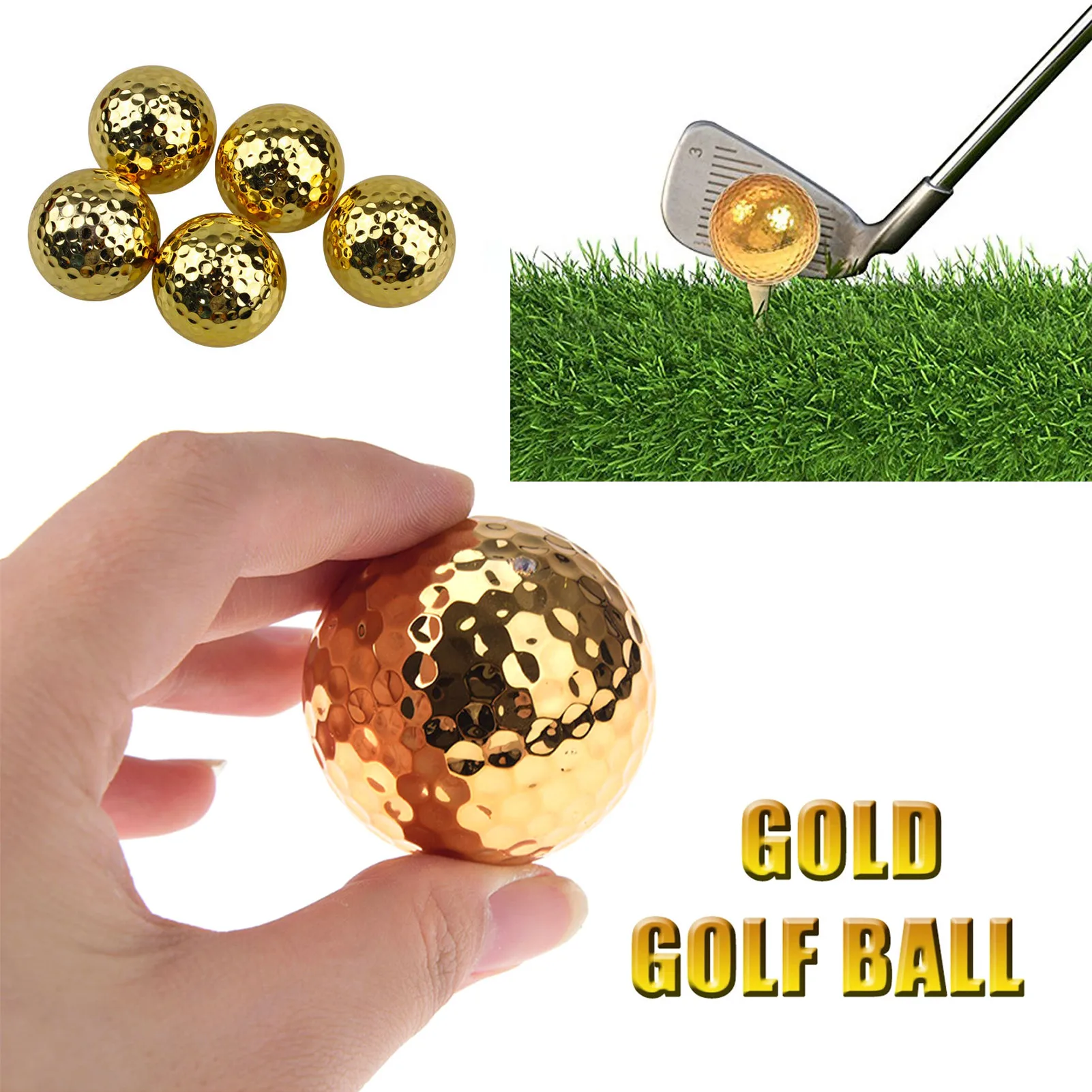 Balle de golf plaquée or pour golfeur, accessoire d\'aide à l\'entraînement, pratique du swing, putter, ikExquisite Golden