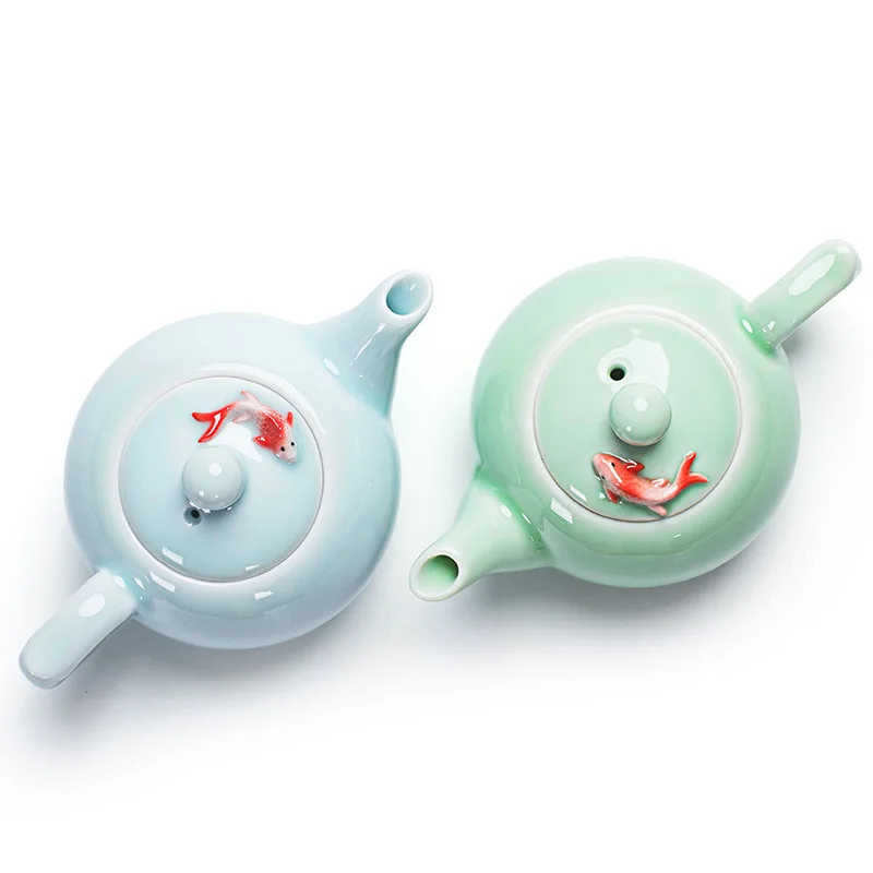 Creative Celadon teapot small fish teapot,Exquisite Teapot Kettle,Coffee Tea Sets,Chinese traditions Flower Tea Pot Teaware