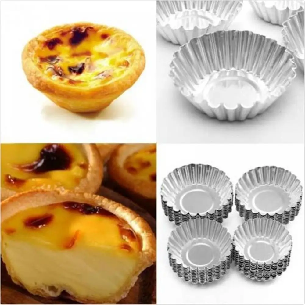 10pc Egg Tart Mold Cake Aluminium Alloy Tart Mould Baking Tool CupcakeFruit Tart Mold 7cm Diameter Kitchen Baking Tool