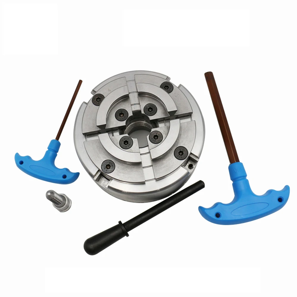 Mandrino autocentrante a 4 griffe KP96 per tornio per legno Mandrino per lavorazione del legno ad alta precisione Filettatura da 4 pollici 100MM M33 * 3,5 Bloccaggio 8-60MM