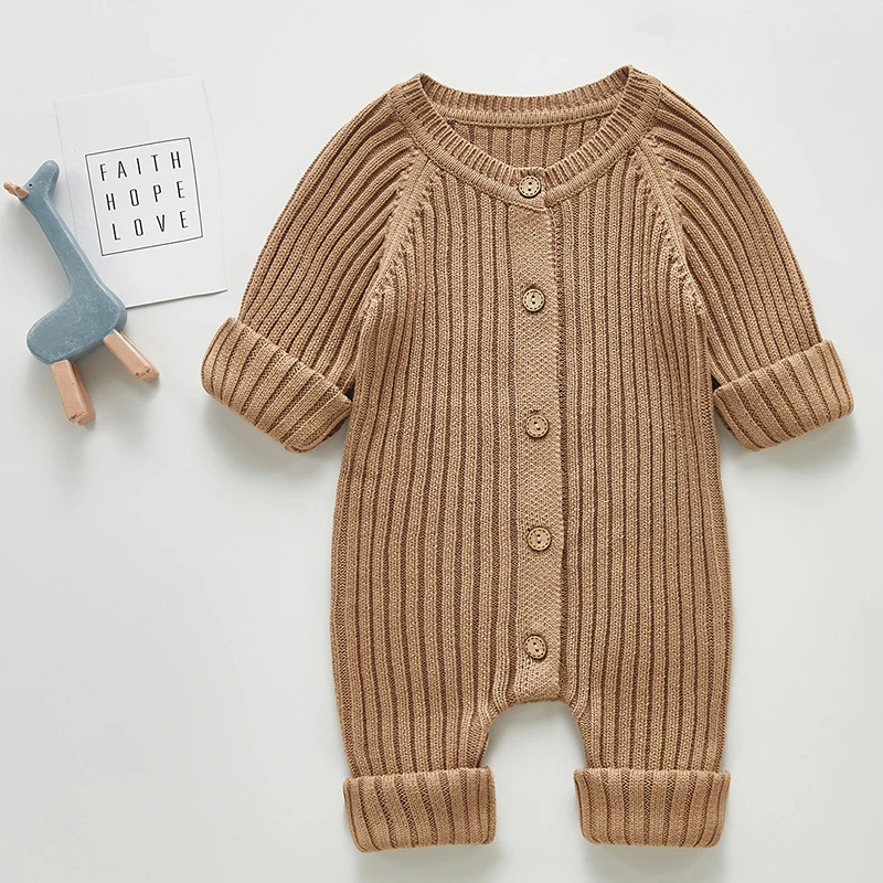 2024 Autumn Baby Romper Knitted Newborn Girls Boys Jumpsuit Outfit Solid Toddler Children Onesies Clothing Long Sleeve One Piece