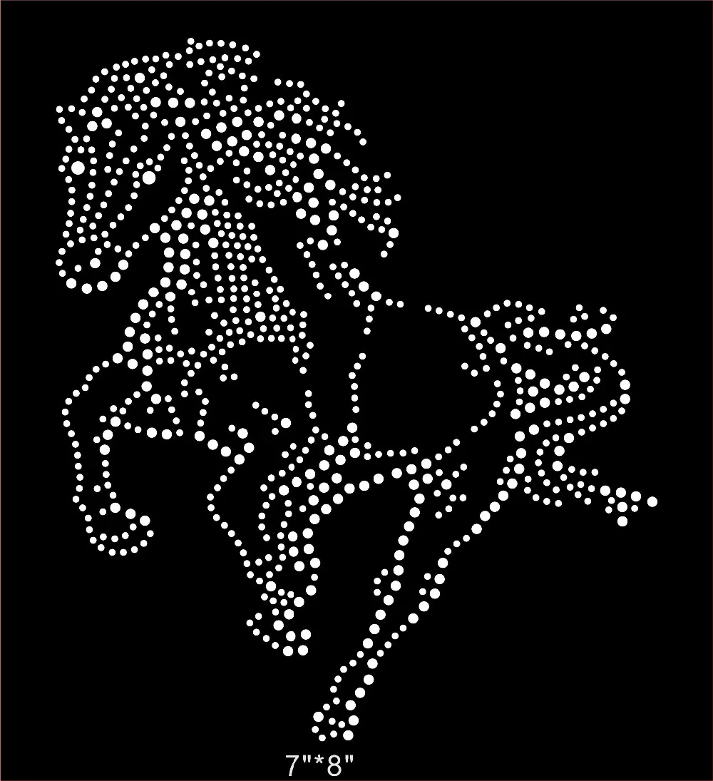 

2pcs/lot Running horse appliques design stone hot fix rhinestone motif iron on crystal transfer patches for shirt