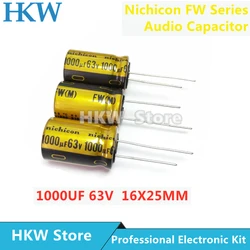 4pcs NICHICON 1000UF 63V 16X25mm FW Series Electrolytic Capacitors Hi-Fi Audio Capacitor New and Original 63V1000UF 16*25MM