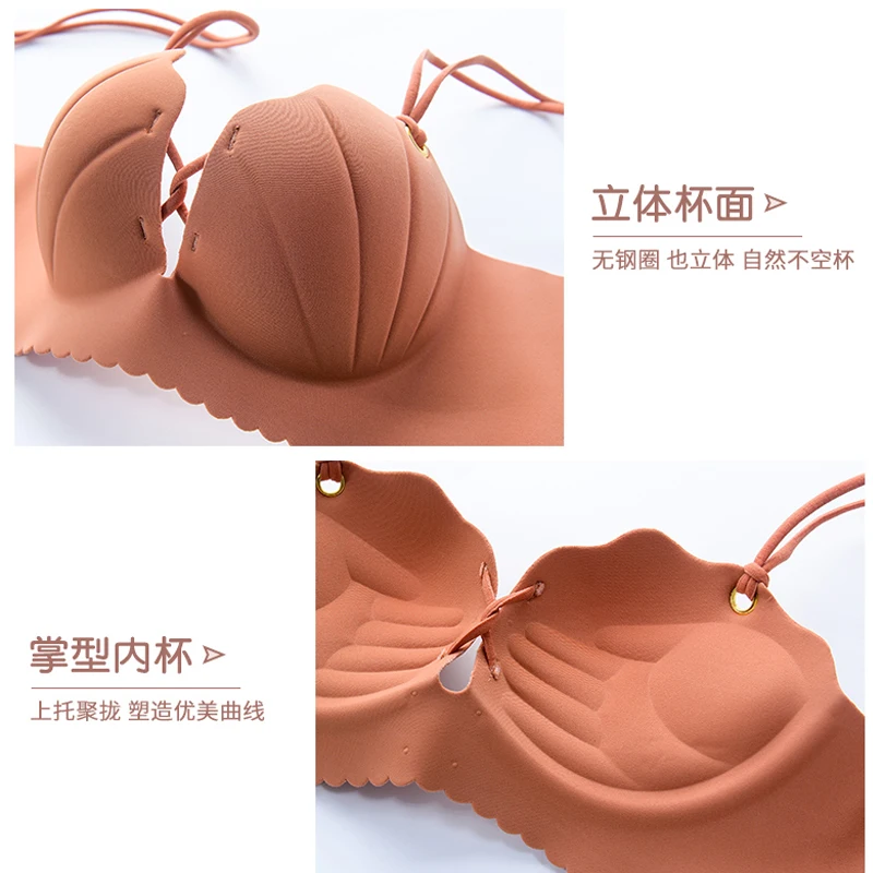 Fashion Shell Seamless Sexy Bras Women Push Up Bra Wire Free Lingerie 3/4 Cup Bralette Cotton Underwear Brassiere