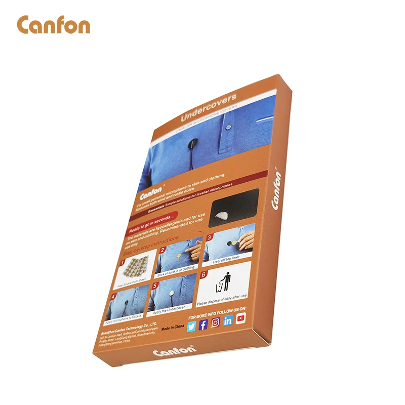 Canfon Mic Undercover dengan 40 Perekat dan 40 Cakram Kain untuk Menyembunyikan Mikrofon Lavalier dan Mengurangi Kebisingan Angin, 20 dari Masing-masing Hitam/Putih