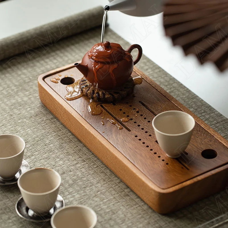 

European Walnut Wood Tray Creativity Coffee Table Water Storage Tea Trays Living Room Desktop Tea Set Organizer Home Decoration