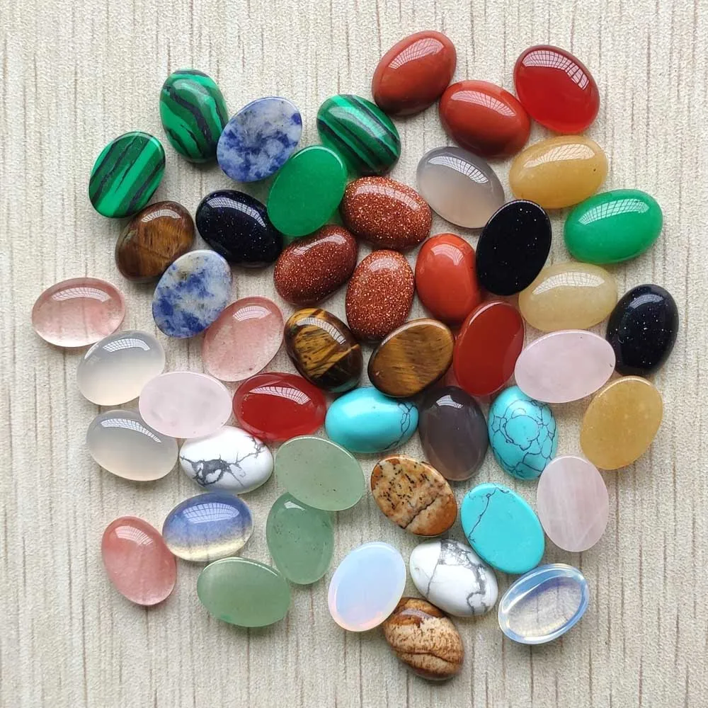 Fashion mixed natural stone Oval CAB CABOCHON beads 10x14mm for jewelry accessories making wholesale 50pcs/lot free shipping