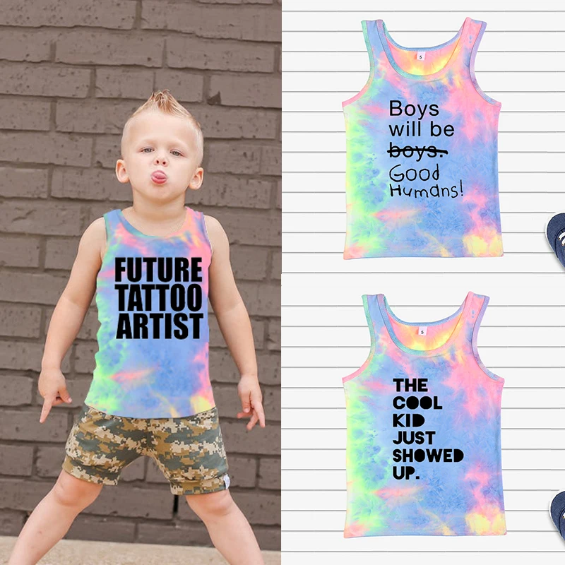 

Tie Dye Tank Tops T Shirt Youth Cute Summer Sleeveless Awesome Cool Humor Funny Boys Children Tie Dye Tee Kids Hipster Outfit