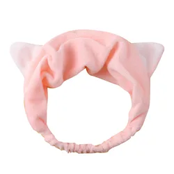 New Cute Elastic Cat Ears Cotton Soft Headbands for Women Girls Face Washing Makeup Tool Headwear Hair Accessories for Women