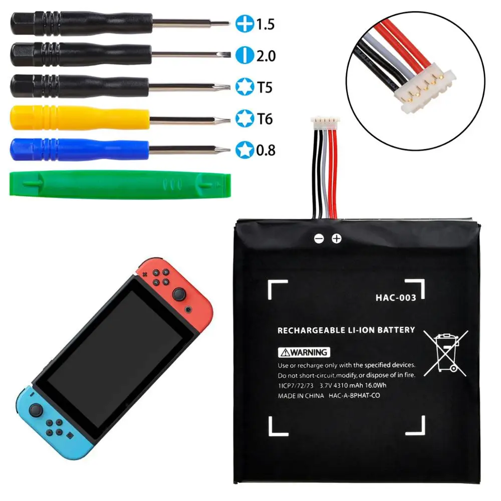4pcs 4310mAh HAC-003 HAC 003 สําหรับ Nintend Nitendo คอนโซล SWITCH คอนโซลคอนโทรลเลอร์เครื่องมือฟรี
