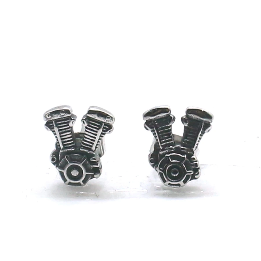 Unisex 316L Stainless Steel Motorcycle Engine Biker Rider Newest Stud Earrings