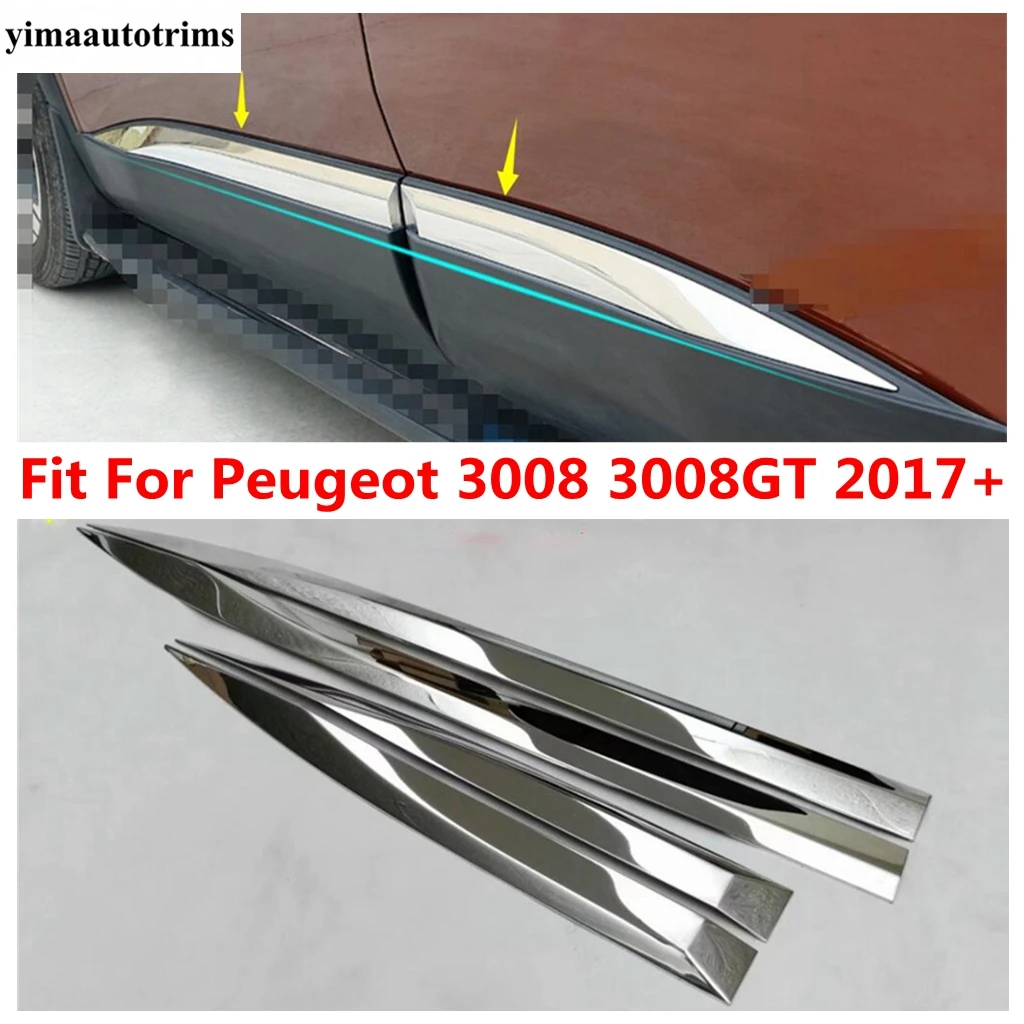 

Side Door Body Molding Protection Garnish Cover Trim For Peugeot 3008 3008GT 2017 - 2023 Stainless Steel Exterior Accessories