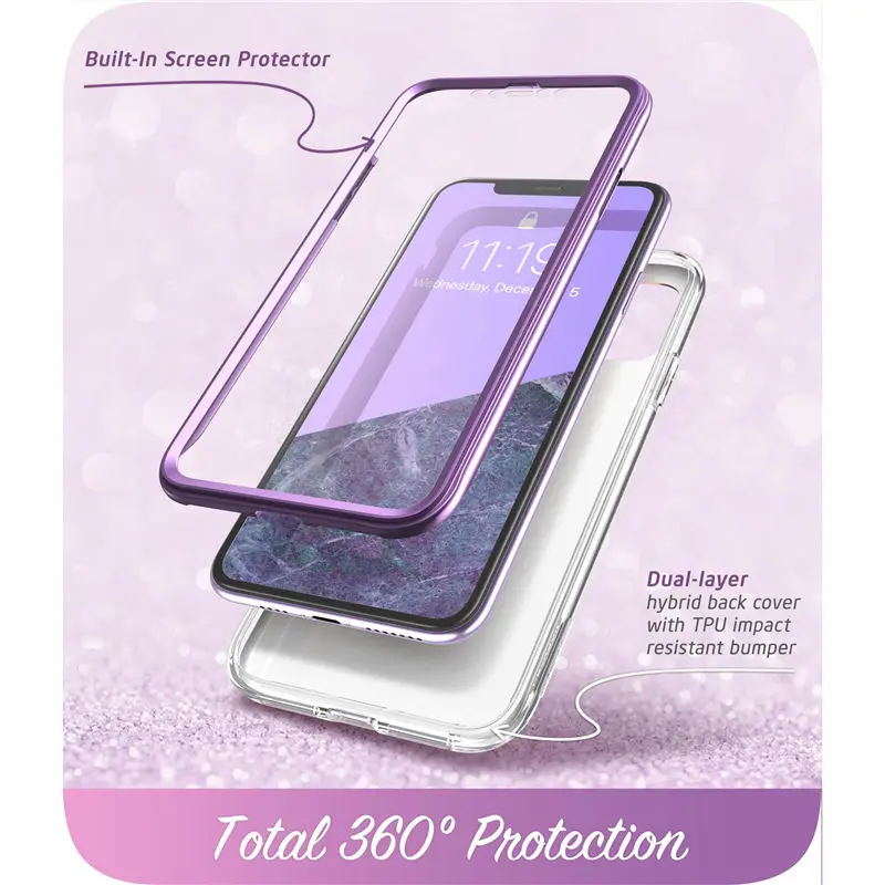 i-Blason For iPhone 11 Case 6.1 inch (2019 Release) Cosmo Full-Body Glitter Marble Bumper Cover with Built-in Screen Protector