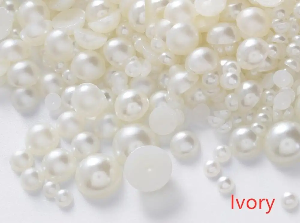 50-2000pcs Flatback Half Round Pearl Craft ABS Imitation Pearl Acrylic Rhinestones Scrapbook Beads DIY Non HotFix Nail Art Craft