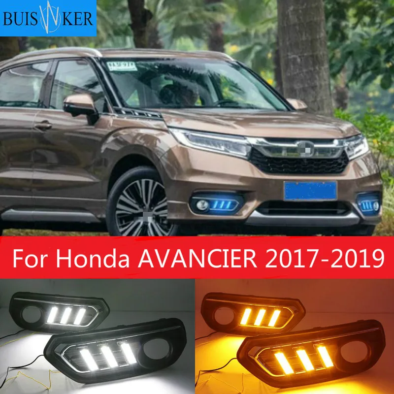 

1 Set DRL Daytime Running Lights Daylight 12V ABS Fog Lamp Cover With Turn Yellow Signal Light For Honda AVANCIER 2017-2019