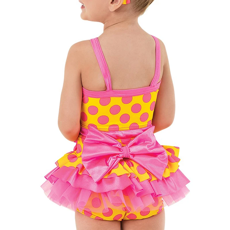 Lovely Kids Costumes Polka Dots Dance Dress Cute Bows Performance Wear for Children Girls