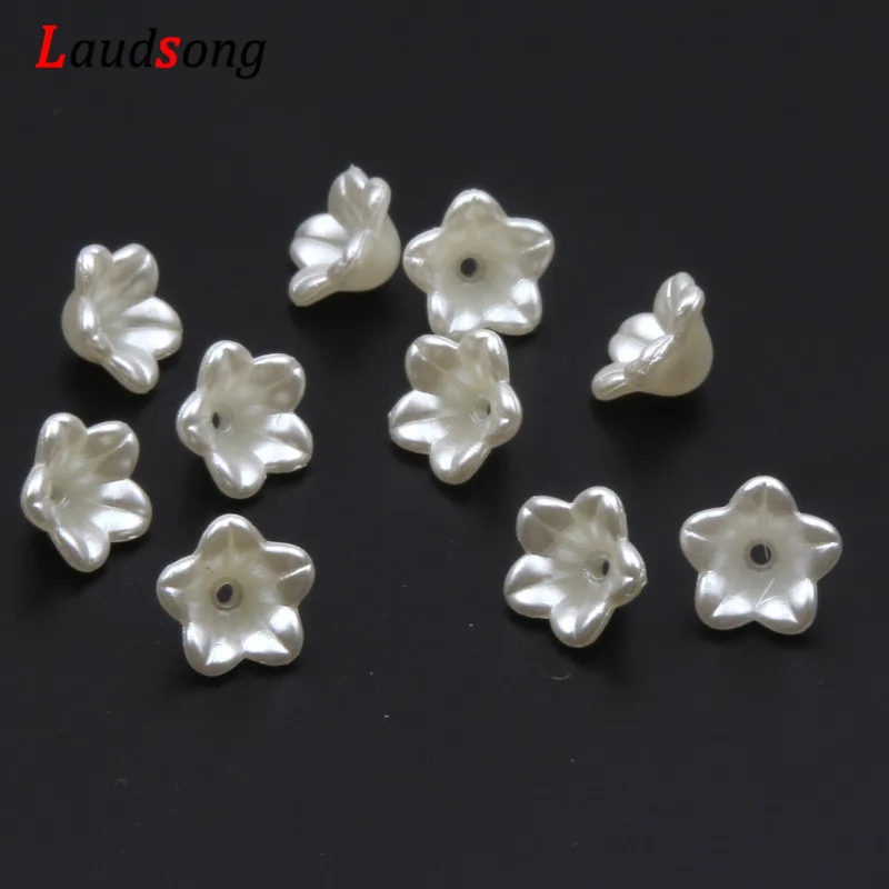 7x12mm 50pcs Imitation Pearls Flower Spacer Acrylic Beads For Jewelry Making Loose Beads Caps DIY Necklace Bracelet Accessories