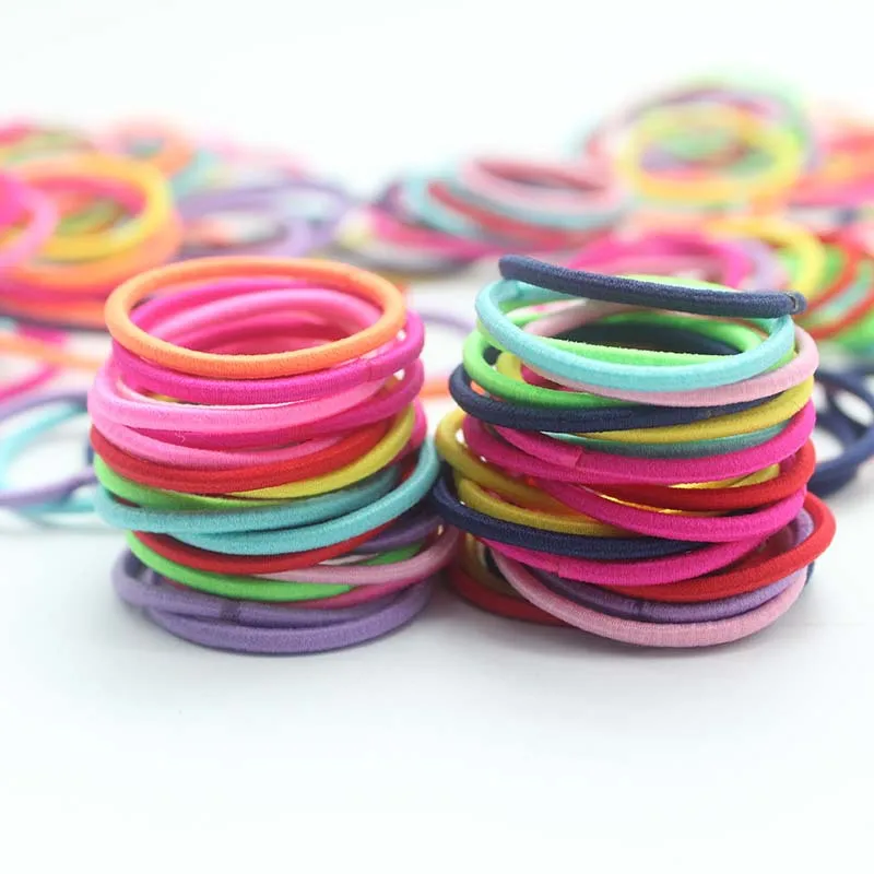 100Pcs/lot Multicolor Girls Hair Rings Hair Accessories Ponytail Rubber Hair Rope High Elastic Hair Rope Head Rope for Girls Set