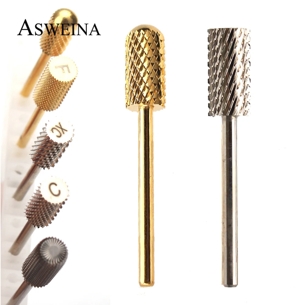 

Tungsten Nail Drill Bits Gold Carbide Manicure Pedicure Files Machine Nail Files Milling Cutter Remove Gel Polish Nail Art Tools