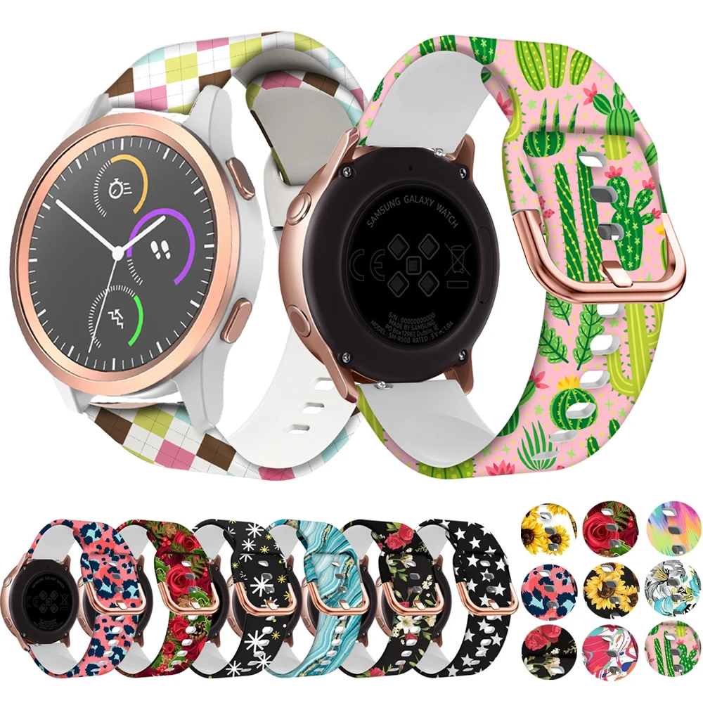 20mm Printing Silicone Watchband For Xiaomi Huami Amazfit GTS2 GTR 42mm Bracelet Band Strap For Garmin Forerunner 245 645 Correa