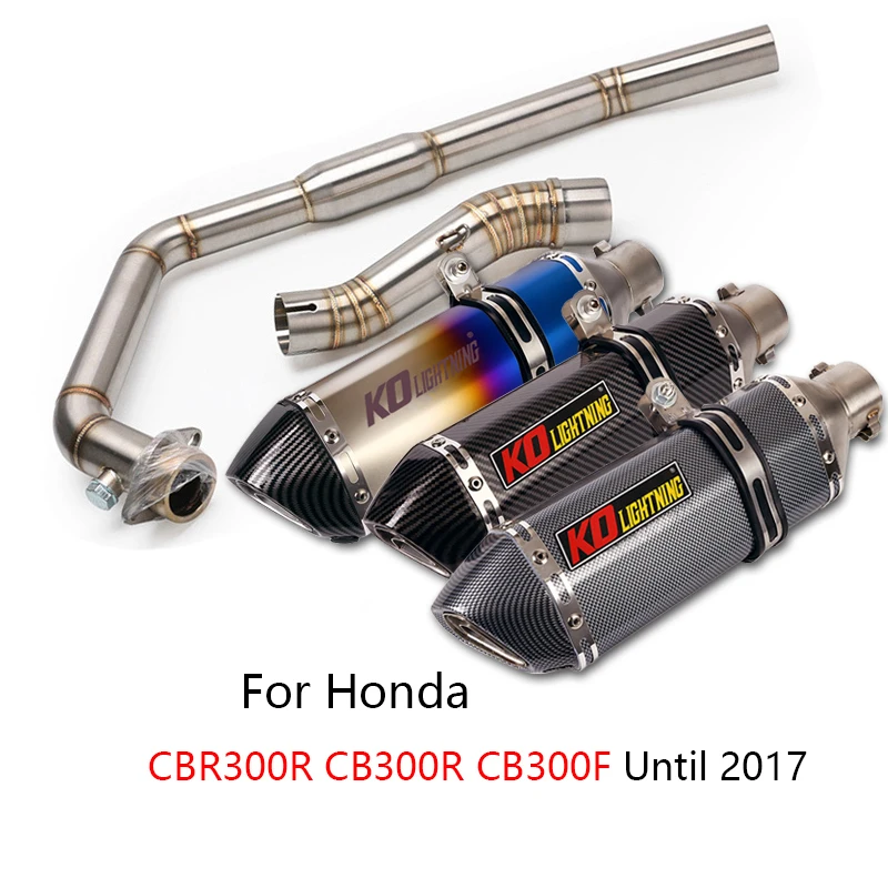 

For Honda CBR300R CB300R CB300F Exhaust System Motorcycle Header Mid Link Tube Slip On 51mm Muffler Removable DB Killer Escape