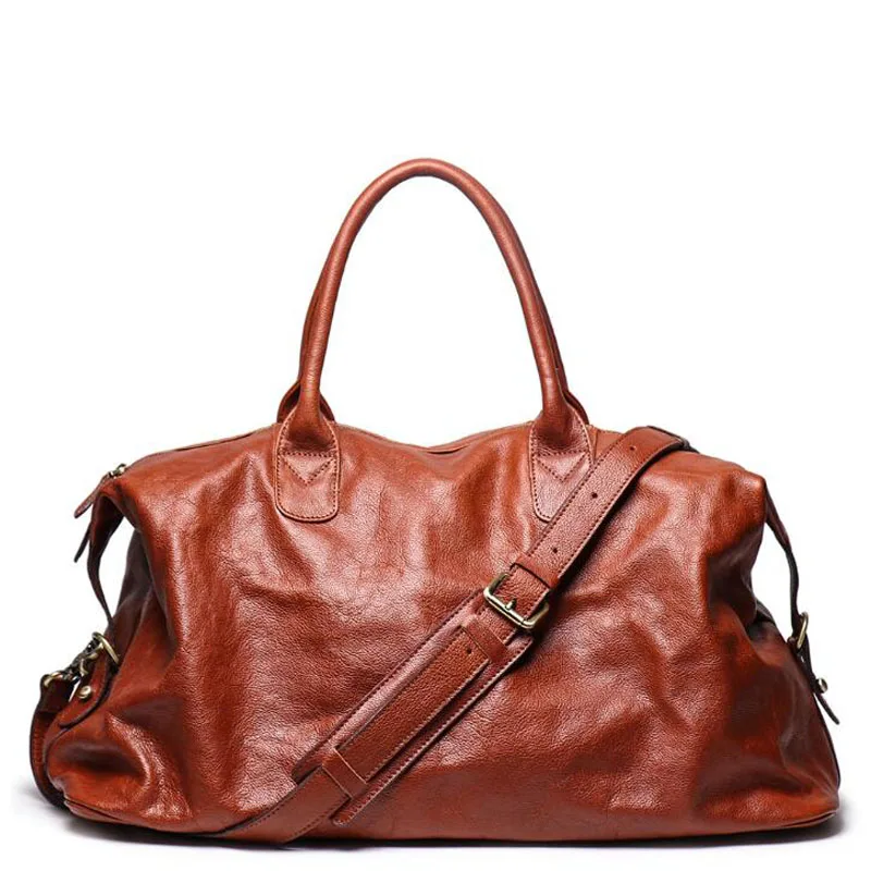Luxe volnerf lederen heren reistas Duffel bagagetas weekendtas met grote capaciteit Overnachting schoudertas GYM Retro