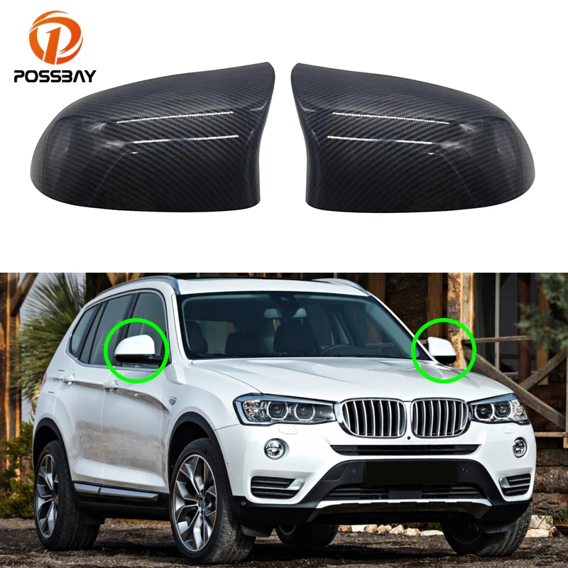 

Car Side Rearview Mirror Cover Rear View ABS Caps Carbon Fiber Look for BMW X3 F25 X4 F26 X5 F15 X6 F16 2014 2015 2016 2017 2018