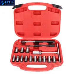 Injector Remover 17Pcs Diesel Injector Seat & Cleaner Carbon Remover Seat Tools Cutter Milling Cutter Set Universal Car Tool Kit