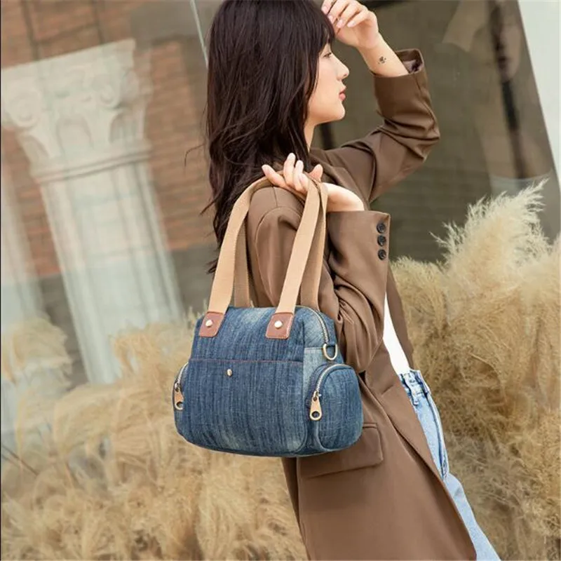 2023 High Quality Women Denim Shoulder Bags Multifunctional Women Travel Handbags Casual Cross Body Bags Drop Shipping