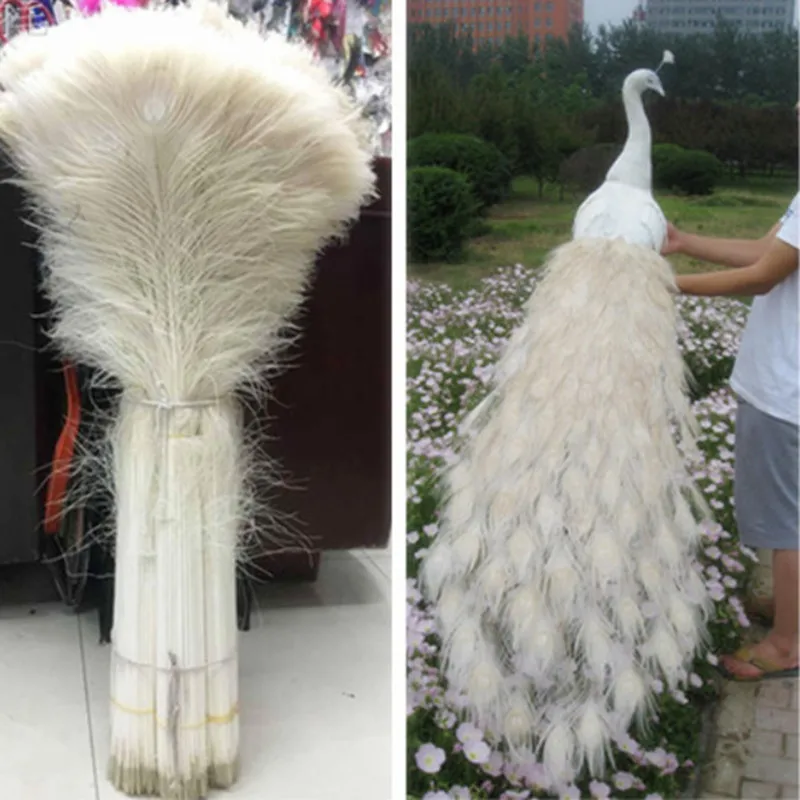 

Wholesale 50pcs/lot White Peacock Feathers for Crafts 70-80 Cm/28-32 Inch Decorative Celebration Clothing Accessories Diy