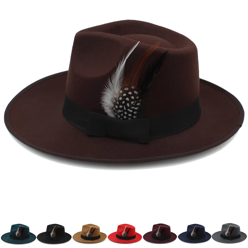 

Men Women Panama Hat Heart Top Wide Brim Sunhat Feather Band Fedora Cap Trilby Jazz Travel Party Street Style Size US 7 1/4 UK L