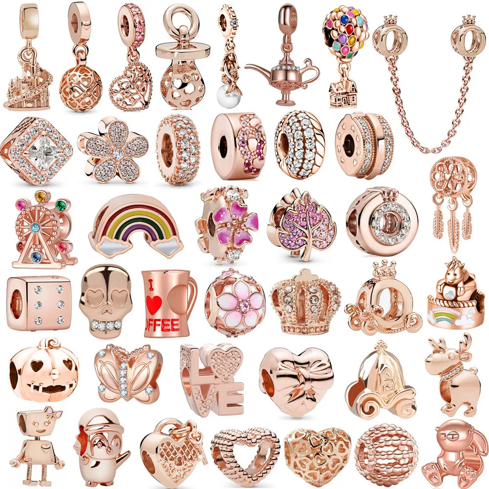 DIY Jewelry Making Charms Bracelet Rose gold Dreamcatcher Freehand clip bead  Berloque