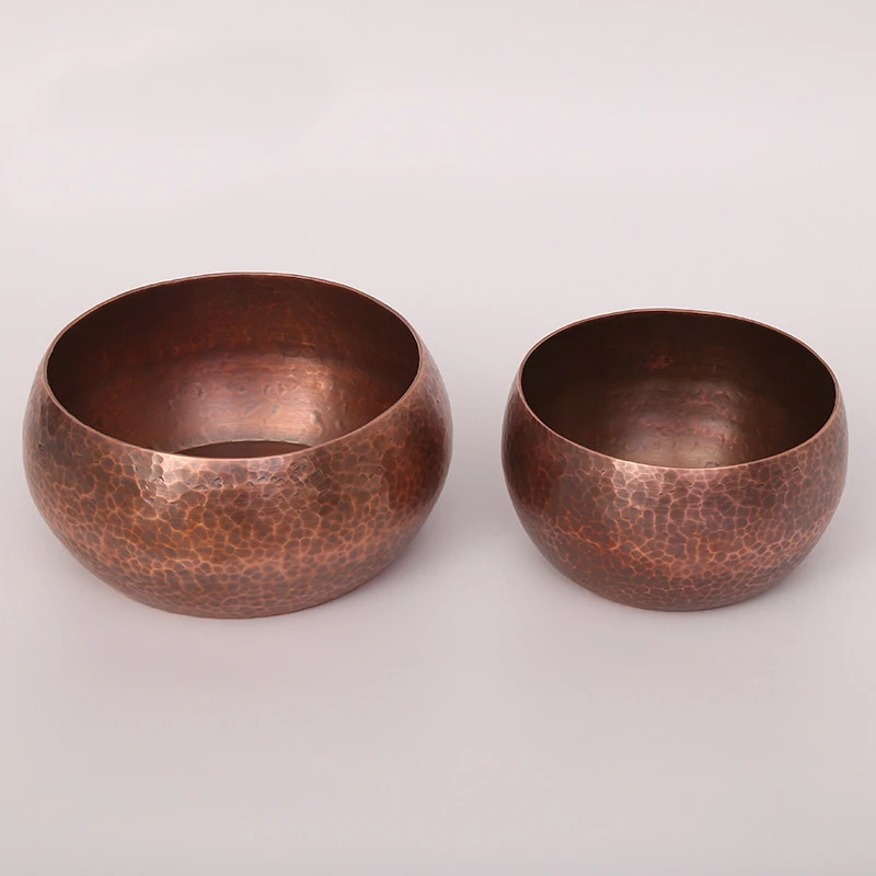 Retro Pure Copper Decorative Bowls, Hammered Bowl, Teaware Accessories, Buddhism, Yoga