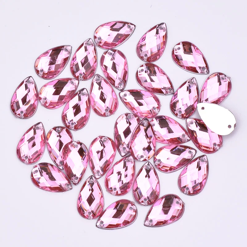 JUNAO 8*13mm 18*25mm Light Purple Drop Shape Rhinestones Gems Flatback Sew On Stones Crystal Decoration Appliques For Needlework